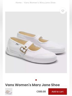 Vans White Mary Jane Canvas Shoes with Gold Buckle